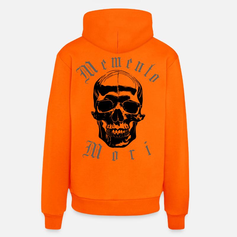 Crâne Memento Mori - Sweat à capuche bio décontracté fabriqué en UE - SUNSET ORANGE