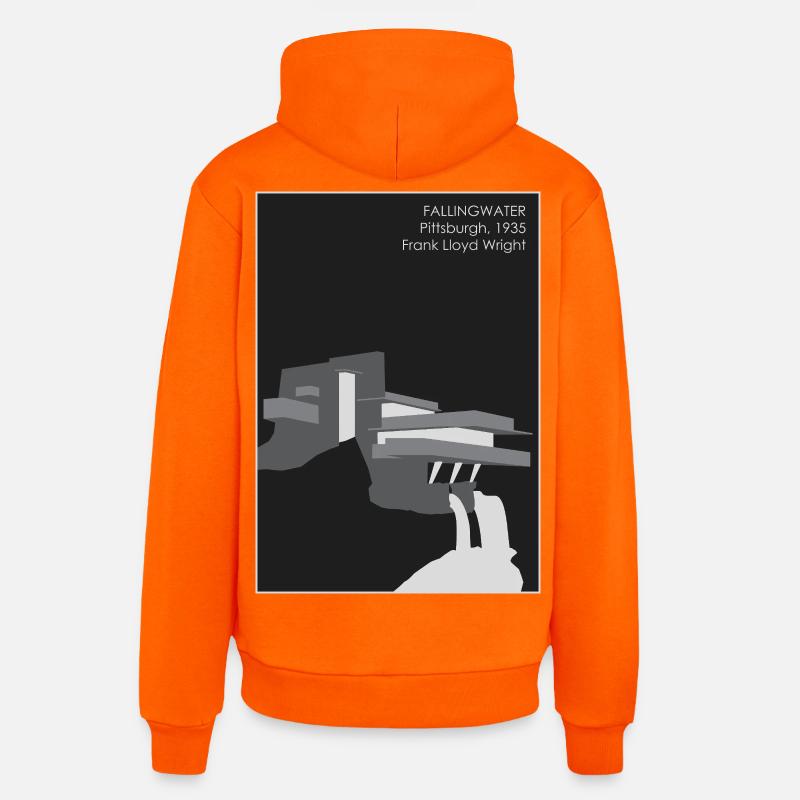Architecture moderne : Fallingwater - Sweat à capuche bio décontracté fabriqué en UE - SUNSET ORANGE