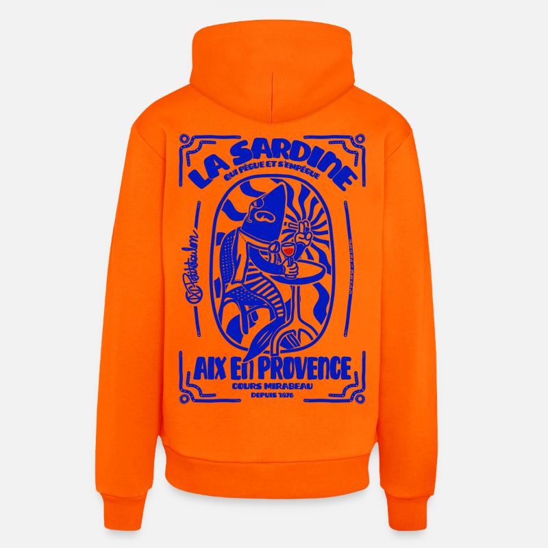 Sardine Aix En Provence - Sweat à capuche bio décontracté fabriqué en UE - SUNSET ORANGE