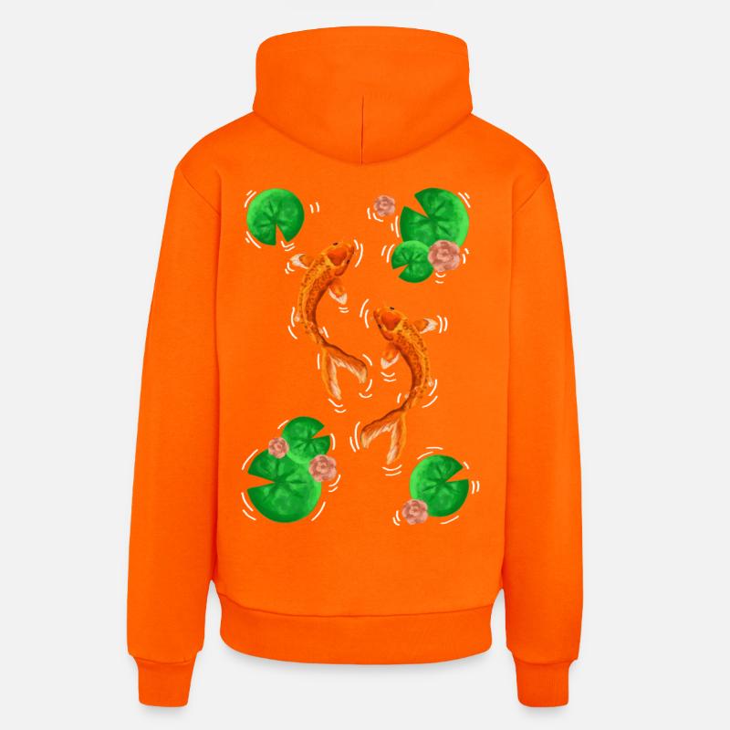 Danse Koifisch sur des nénuphars - Sweat à capuche bio décontracté fabriqué en UE - SUNSET ORANGE