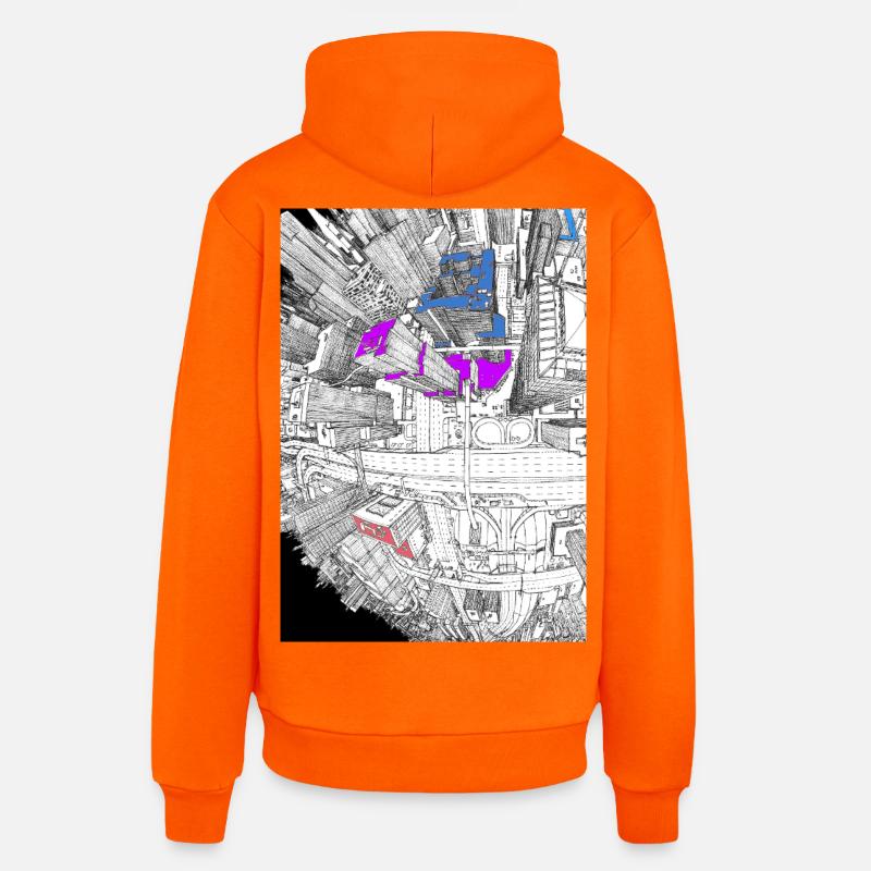 Gratte-ciel œil de poisson - Sweat à capuche bio décontracté fabriqué en UE - SUNSET ORANGE