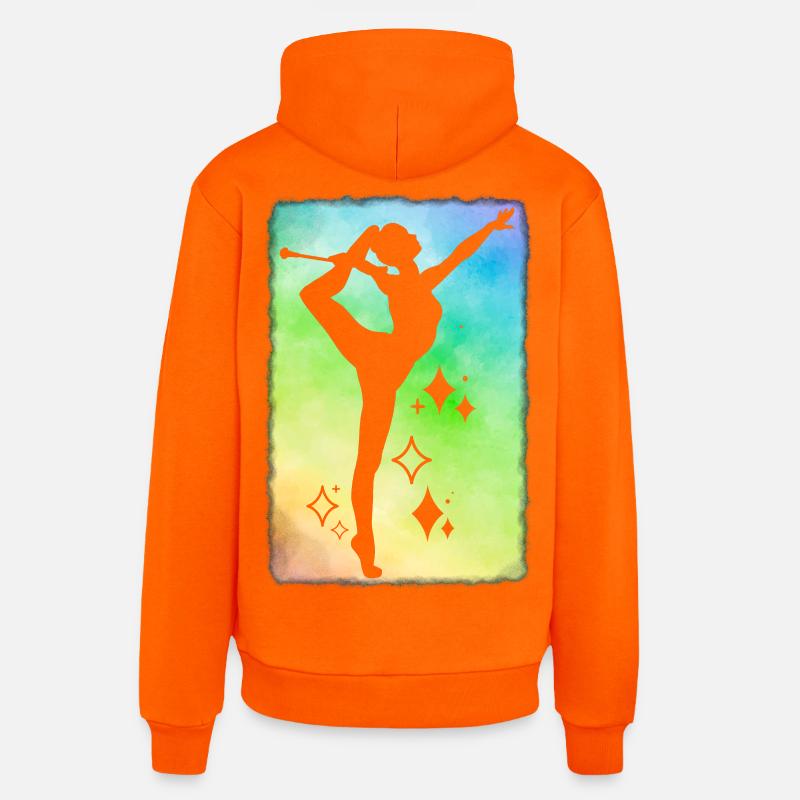 Twirleuse raindow background - Sweat à capuche bio décontracté fabriqué en UE - SUNSET ORANGE