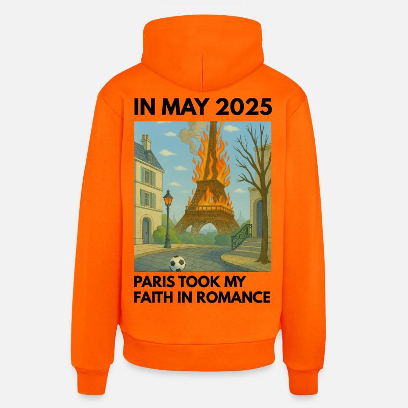 La Tour Eiffel en feu - Sweat à capuche bio décontracté fabriqué en UE - SUNSET ORANGE