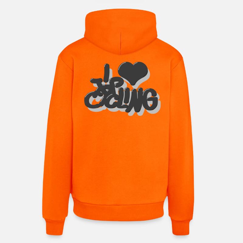 I_love_Cycling_grau - Sweat à capuche bio décontracté fabriqué en UE - SUNSET ORANGE