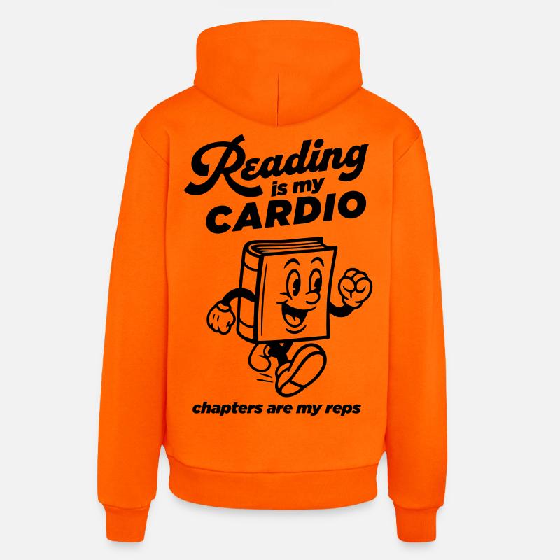 La lecture est mon cardio - Sweat à capuche bio décontracté fabriqué en UE - SUNSET ORANGE