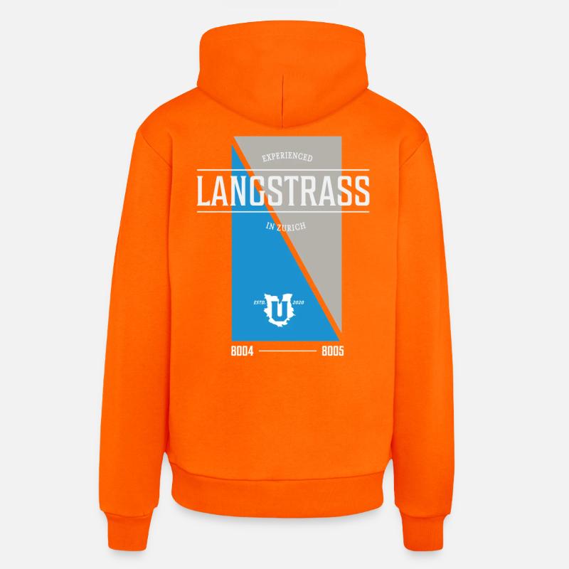 Édition Langstrass - Sweat à capuche bio décontracté fabriqué en UE - SUNSET ORANGE