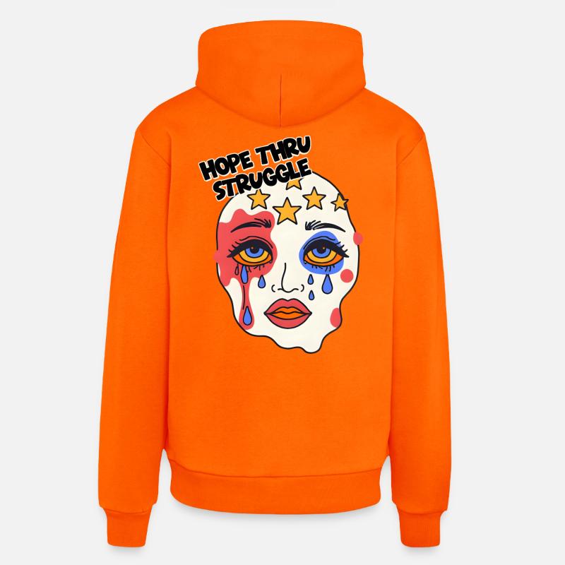 Masque d’espoir à travers la lutte - Sweat à capuche bio décontracté fabriqué en UE - SUNSET ORANGE