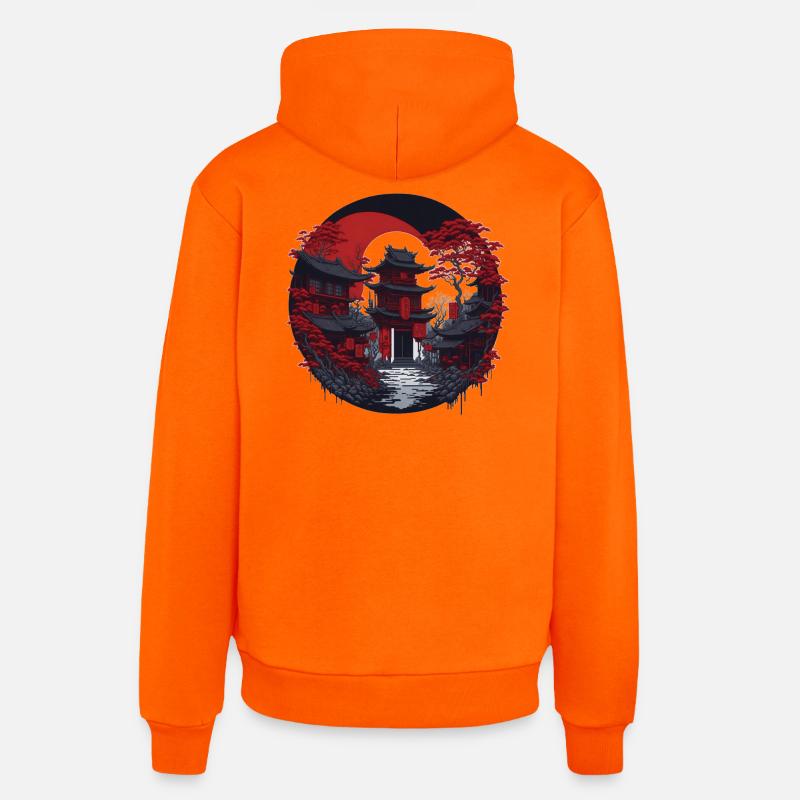 Quartier chinois - Sweat à capuche bio décontracté fabriqué en UE - SUNSET ORANGE