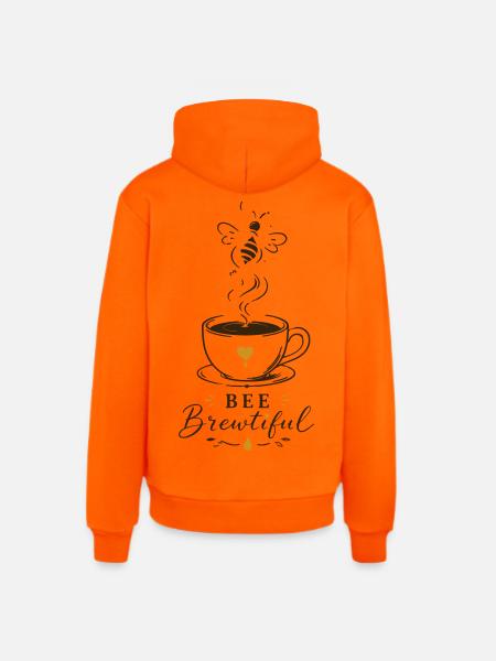 BEE Brewtiful Coffee Mug Design - Organic Relaxed Hoodie Made in EU - SUNSET ORANGE