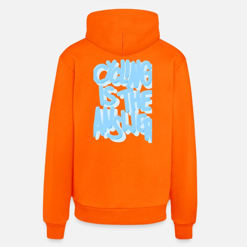 Cycling_is_the_answer_babyblau - Sweat à capuche bio décontracté fabriqué en UE - SUNSET ORANGE