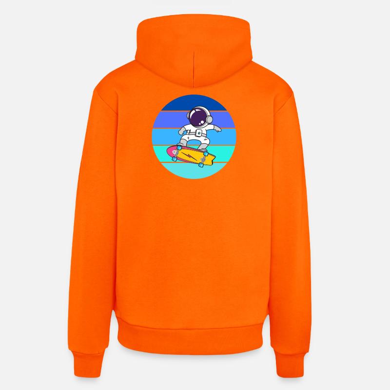 astronaute, space, cosmonaute - Sweat à capuche bio décontracté fabriqué en UE - SUNSET ORANGE