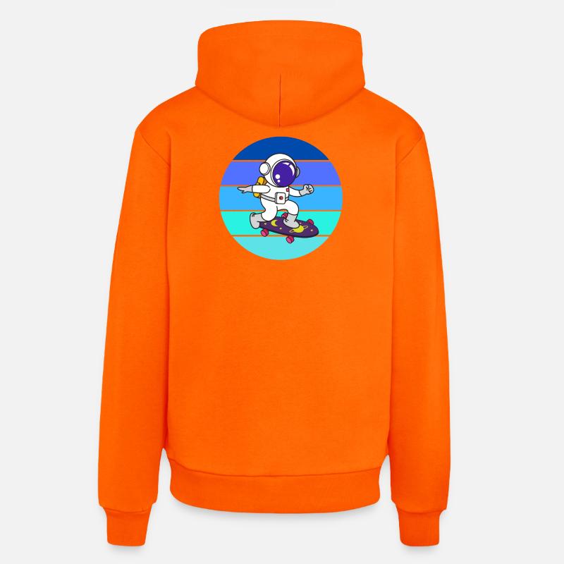 spaceman, astronaute, fusée - Sweat à capuche bio décontracté fabriqué en UE - SUNSET ORANGE