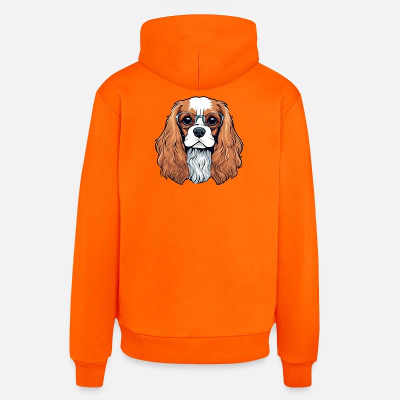 cavalier King Charles, chien, chien mignon - Sweat à capuche bio décontracté fabriqué en UE - SUNSET ORANGE