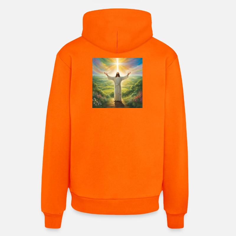Jésus, catholique Jésus-Christ - Sweat à capuche bio décontracté fabriqué en UE - SUNSET ORANGE