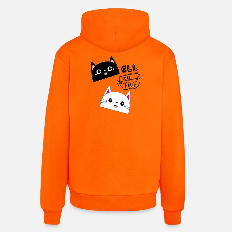 TOUT VA BIEN, Chats - Sweat à capuche bio décontracté fabriqué en UE - SUNSET ORANGE