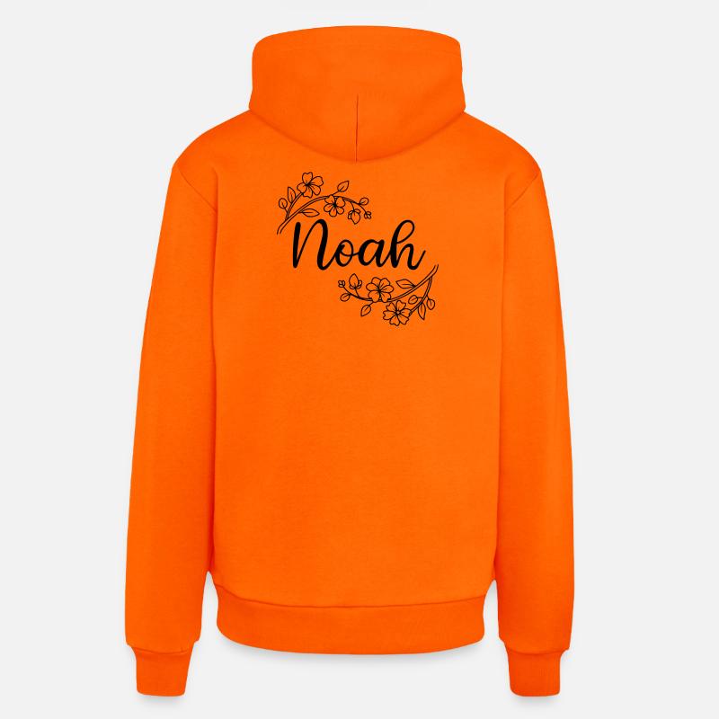 Noé | Nom du nom | Vectographie ! - Sweat à capuche bio décontracté fabriqué en UE - SUNSET ORANGE