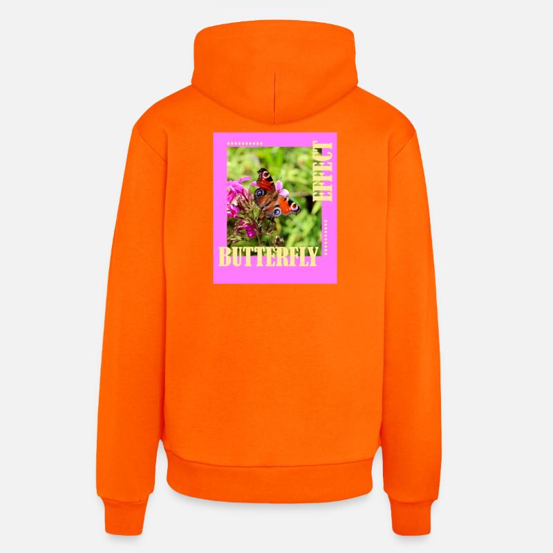 Conception de photos à effet papillon - Sweat à capuche bio décontracté fabriqué en UE - SUNSET ORANGE