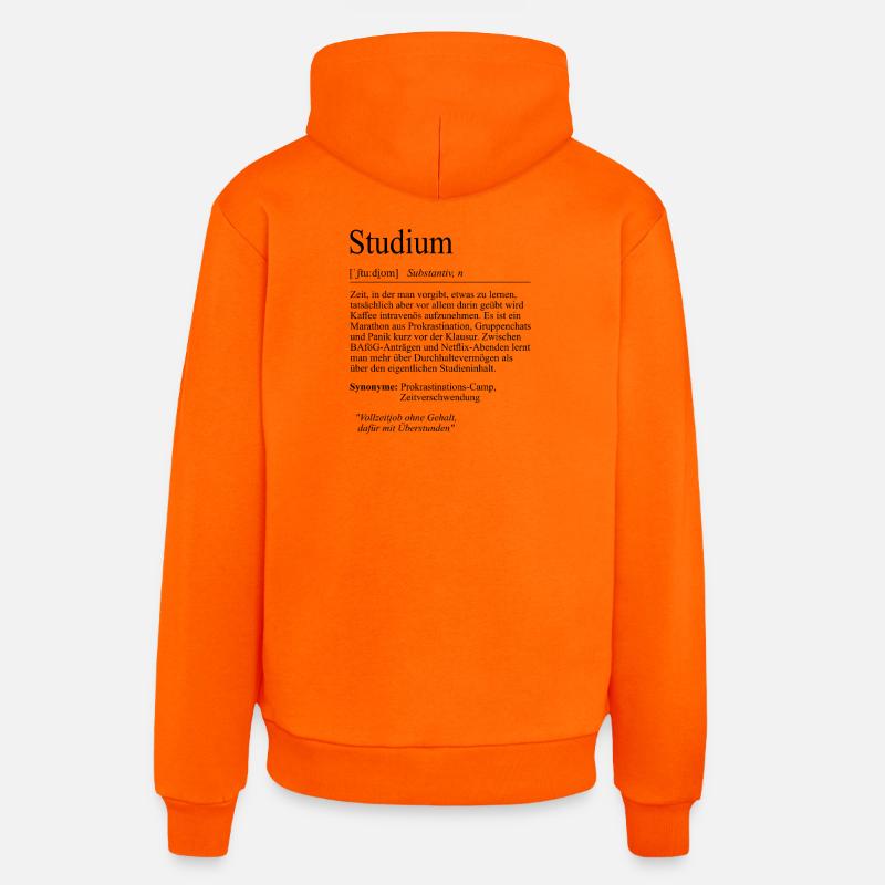 Unispruch "Studium" Student Geschenk, Studenten - Organic Relaxed Hoodie Made in EU - SUNSET ORANGE