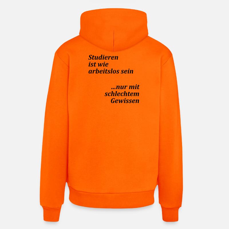 Unispruch "Studieren = arbeitslos" Studenten - Organic Relaxed Hoodie Made in EU - SUNSET ORANGE