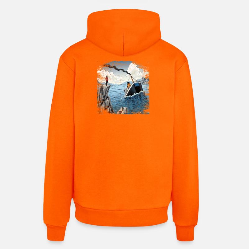 Satire sur la neutralité suisse - Sweat à capuche bio décontracté fabriqué en UE - SUNSET ORANGE