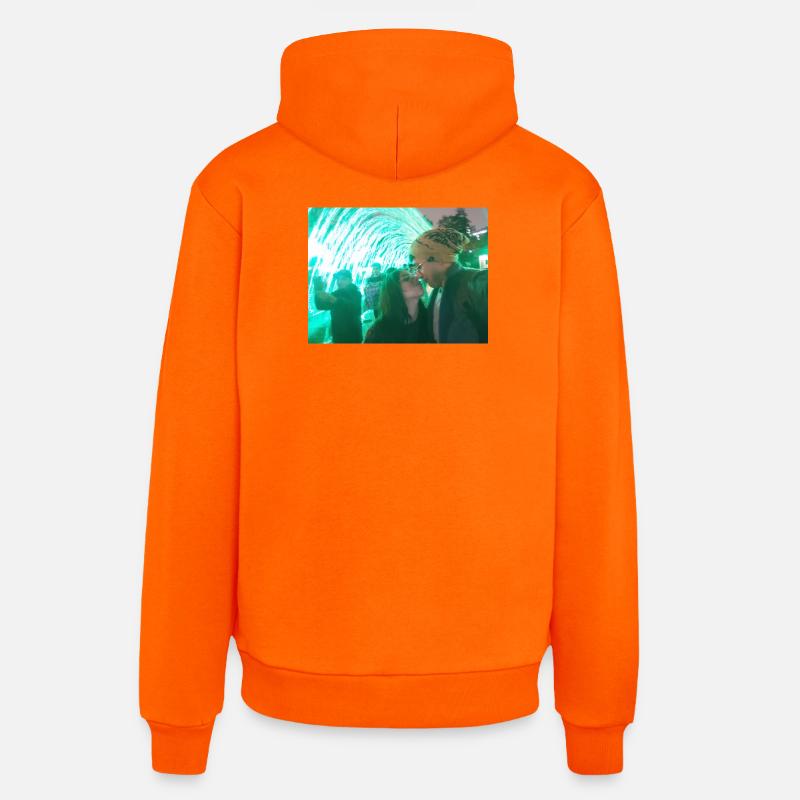 Baisers sous un néon vert - Sweat à capuche bio décontracté fabriqué en UE - SUNSET ORANGE