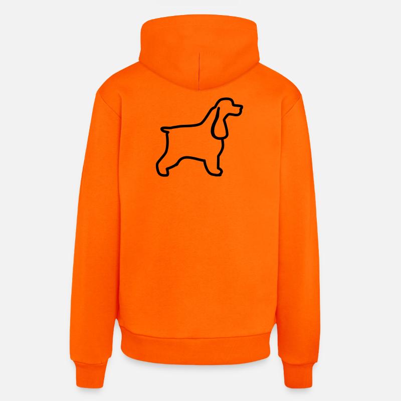 Plan cocker anglais - Sweat à capuche bio décontracté fabriqué en UE - SUNSET ORANGE
