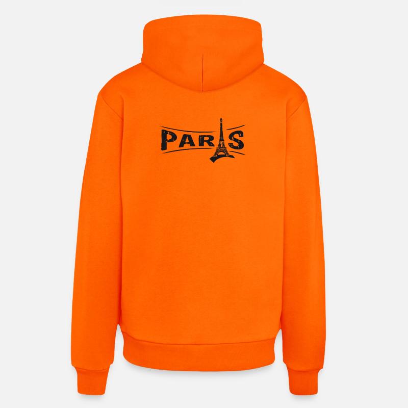 PARIS avec la Tour Eiffel - Sweat à capuche bio décontracté fabriqué en UE - SUNSET ORANGE