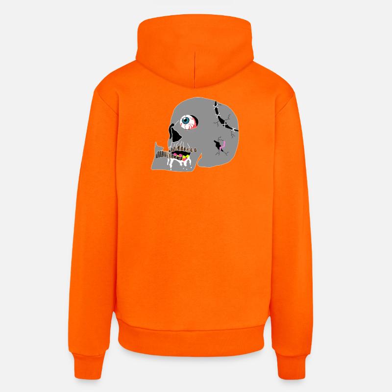 crâne - Sweat à capuche bio décontracté fabriqué en UE - SUNSET ORANGE