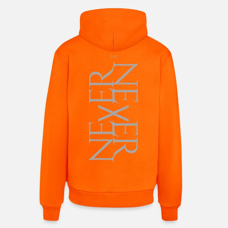 NEVER SAY NEVER – Statement Design - Sweat à capuche bio décontracté fabriqué en UE - SUNSET ORANGE