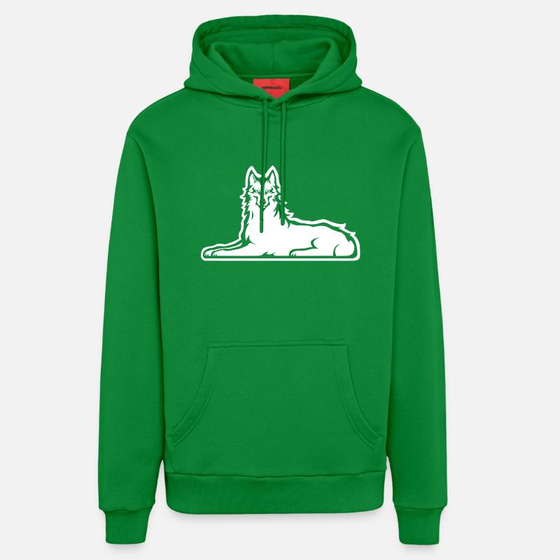 Chechen White Wolf - Organic Relaxed Hoodie Made in EU - City Green
