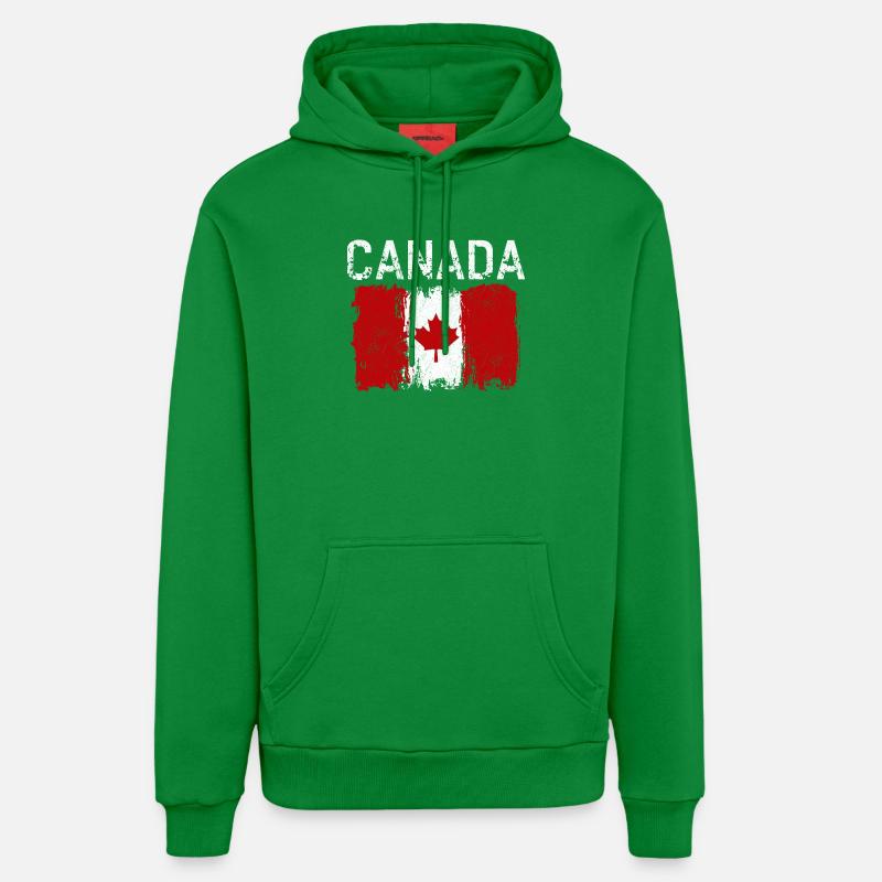 Imprimé du drapeau canadien vieilli - Sweat à capuche bio décontracté fabriqué en UE - City Green