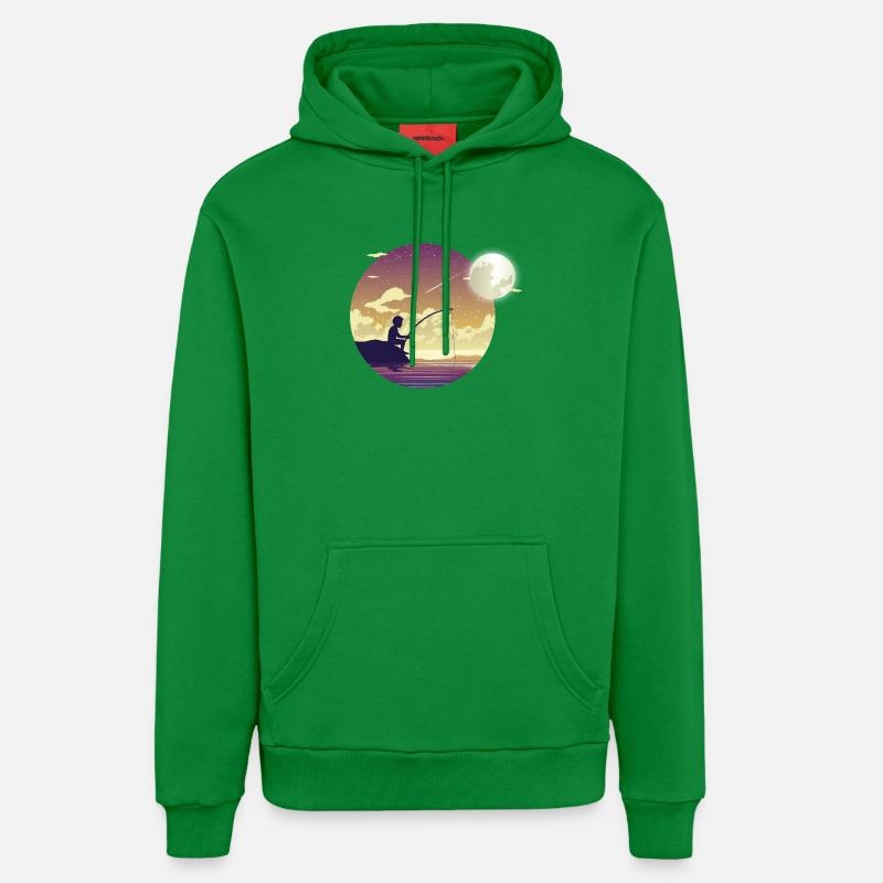 Pêcheur au clair de lune - Sweat à capuche bio décontracté fabriqué en UE - City Green