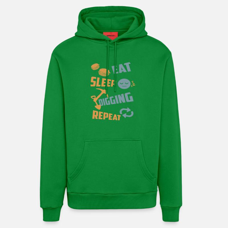 Manger, dormir, creuser, répéter - Sweat à capuche bio décontracté fabriqué en UE - City Green