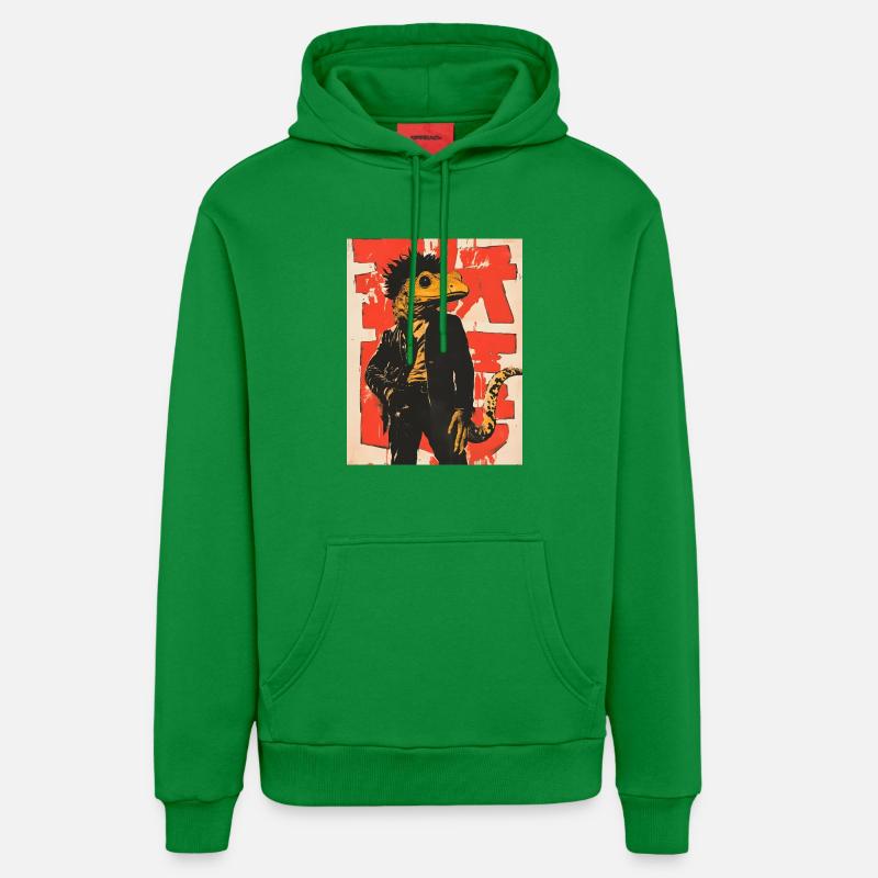 Dino Gecko Punk avec graffiti - Sweat à capuche bio décontracté fabriqué en UE - City Green