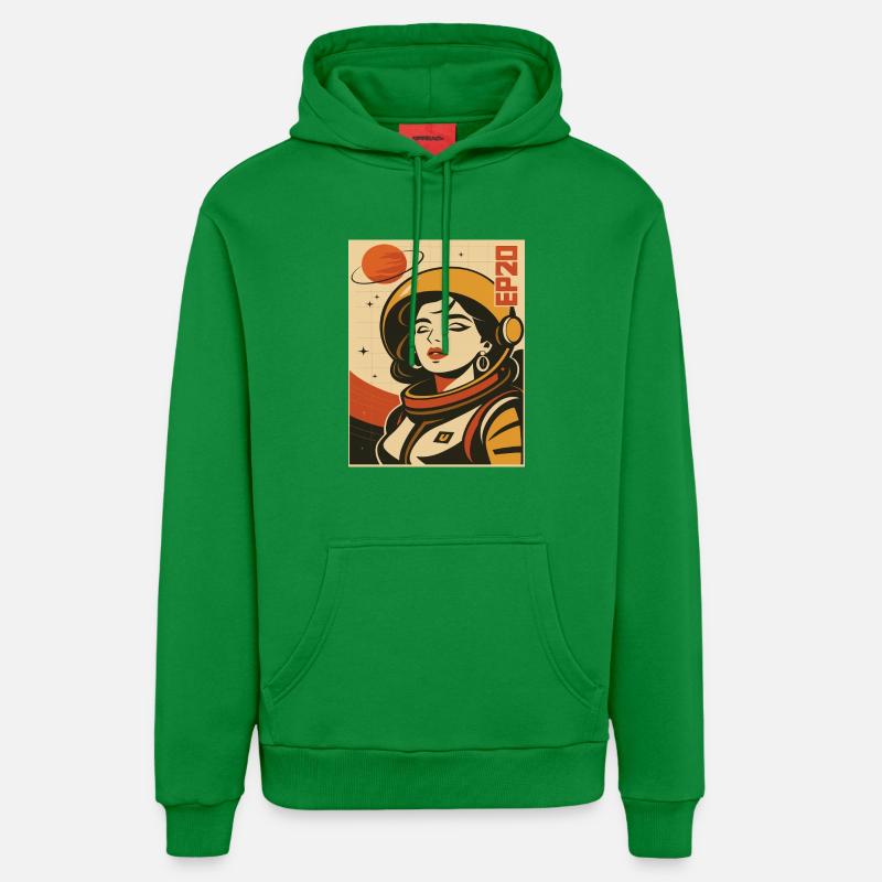 Astronaut Retro Space Comic - Sweat à capuche bio décontracté fabriqué en UE - City Green