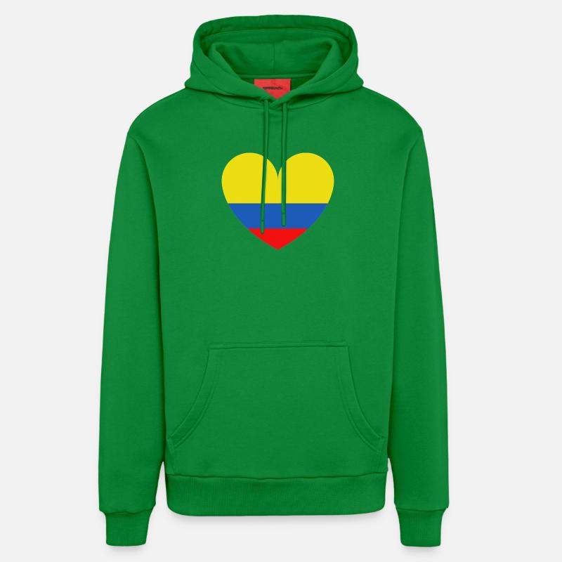 Cœur Drapeau Colombie - Sweat à capuche bio décontracté fabriqué en UE - City Green