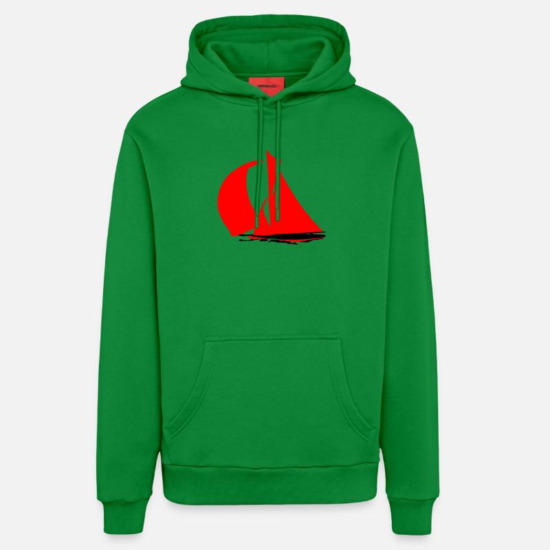 Silhouette de voilier rouge - Sweat à capuche bio décontracté fabriqué en UE - City Green
