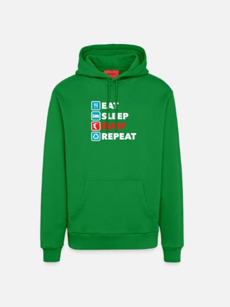 Eat Sleep Surf Repeat - Organic Relaxed Hoodie Made in EU - City Green