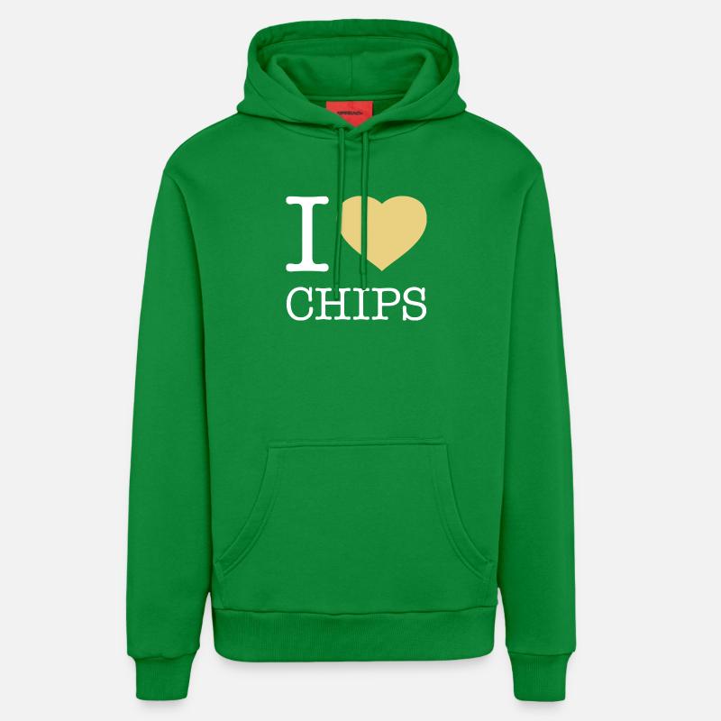 J’ADORE LES CHIPS - Sweat à capuche bio décontracté fabriqué en UE - City Green