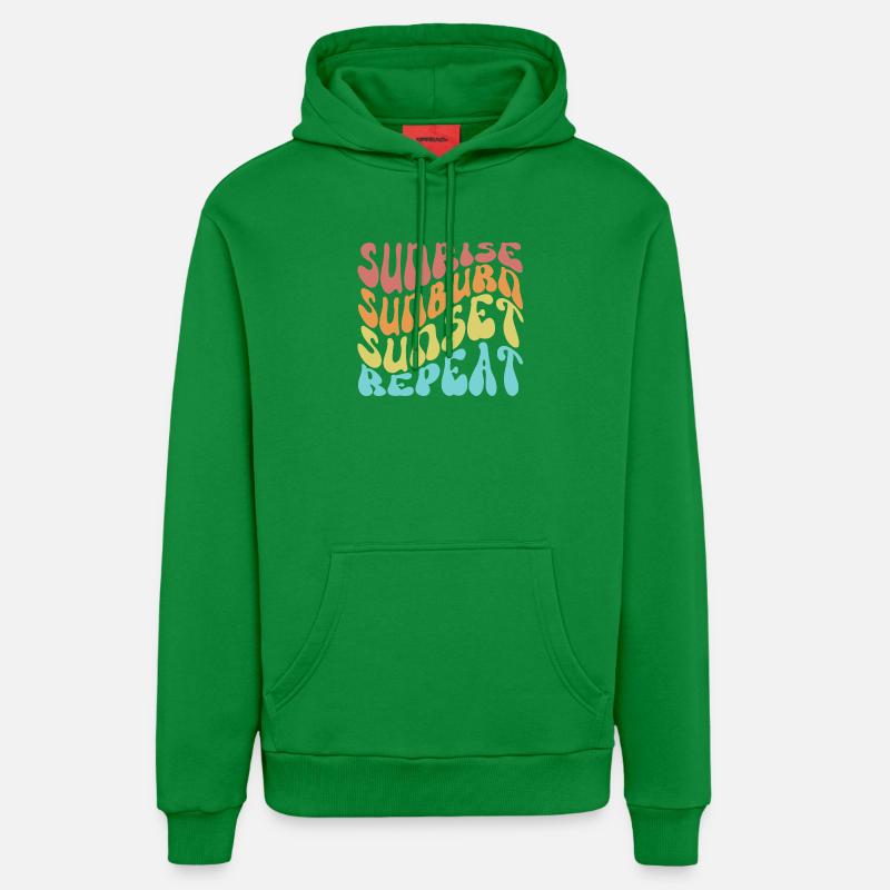Sunrise Sunburn Sunset Repeat Groovy Wavy - Sweat à capuche bio décontracté fabriqué en UE - City Green