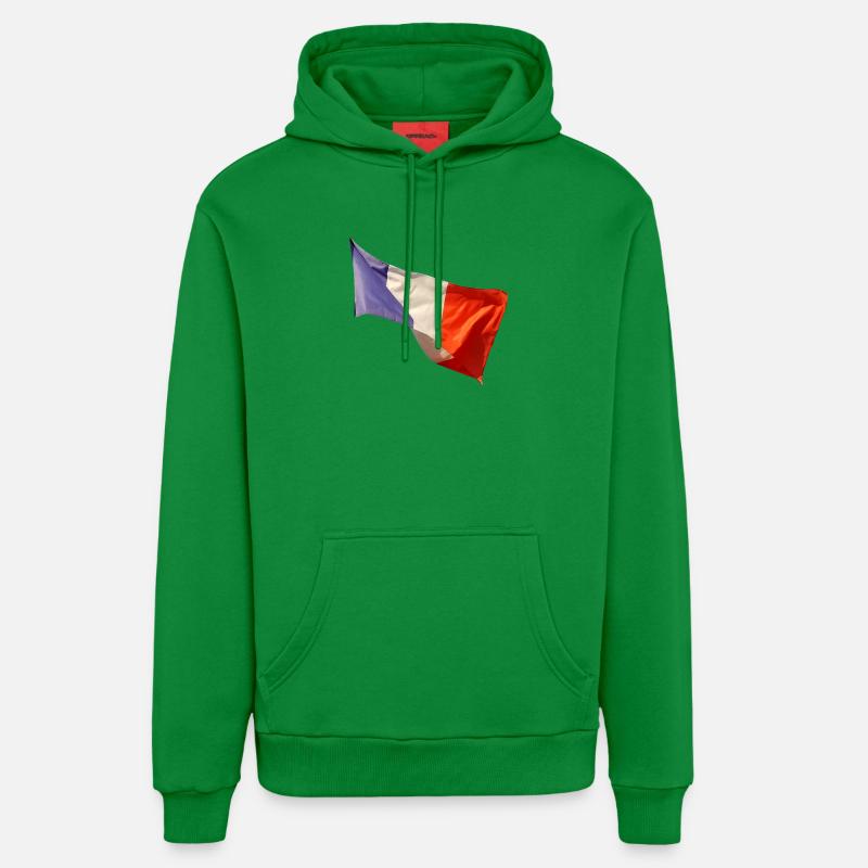 Bleu, blanc, drapeau rouge - Sweat à capuche bio décontracté fabriqué en UE - City Green