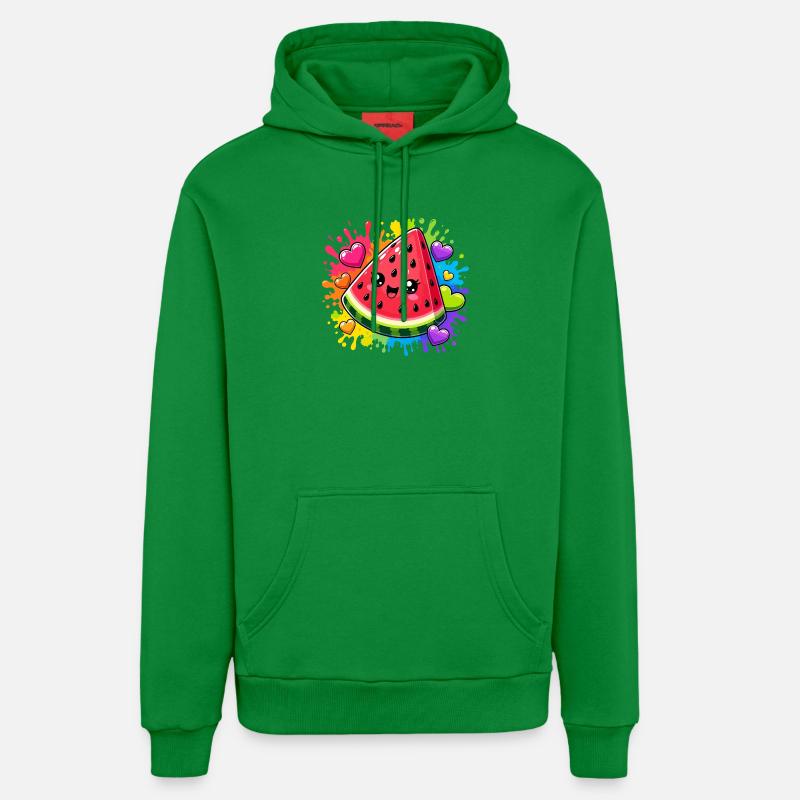 Pastèque Kawaii avec arc-en-ciel - Sweat à capuche bio décontracté fabriqué en UE - City Green
