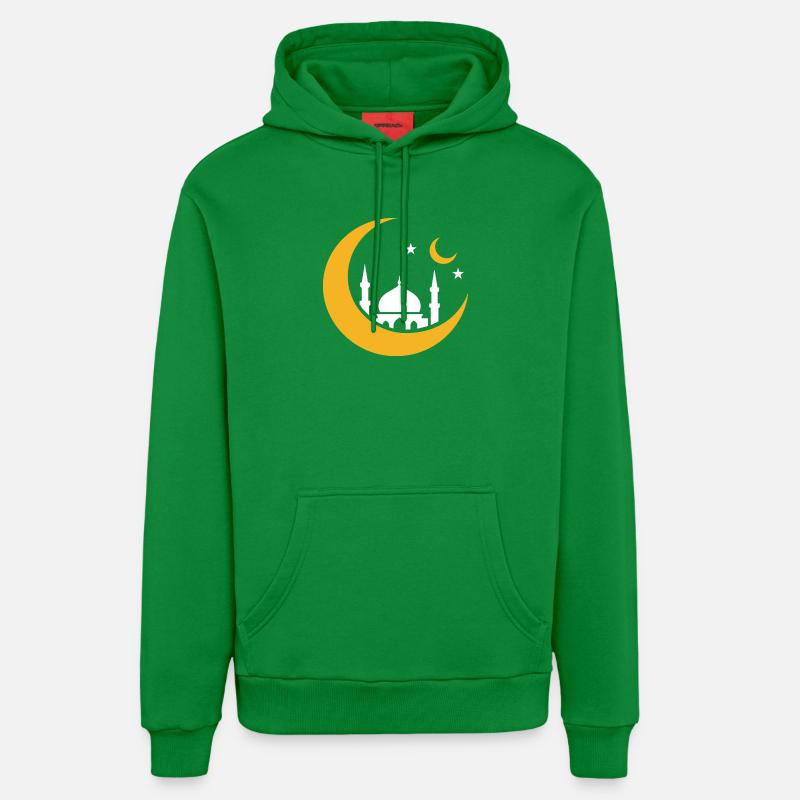 Islam Croissant Lune Mosquée Silhouette  - Sweat à capuche bio décontracté fabriqué en UE - City Green