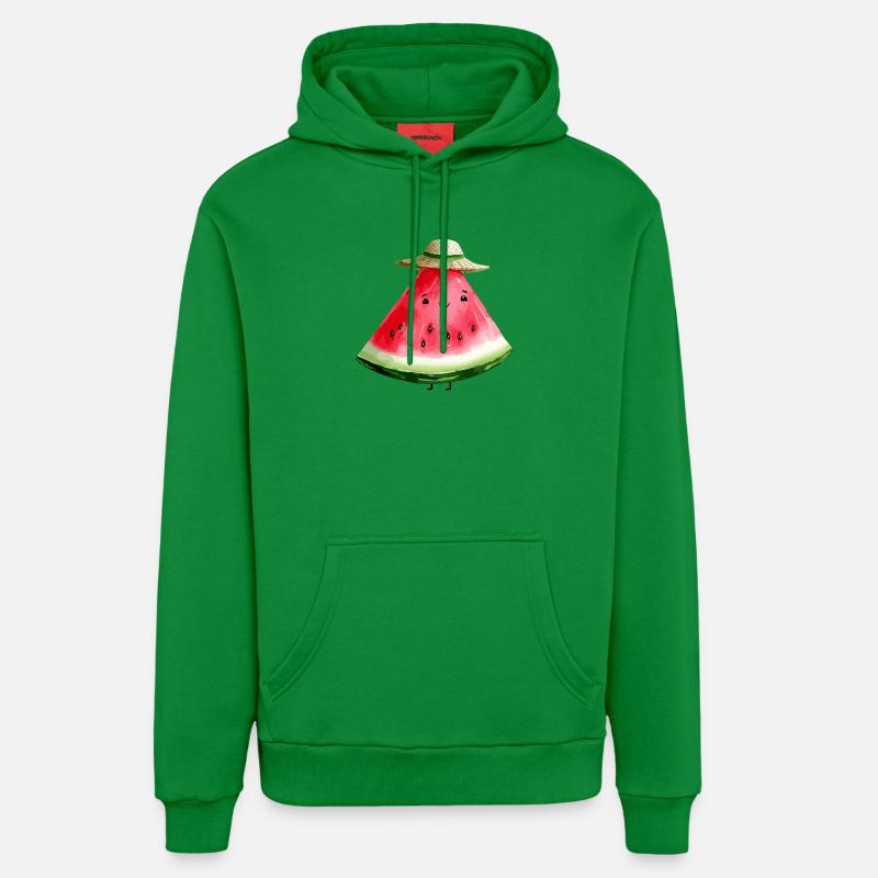 Pastèque Kawaii avec chapeau de soleil - Sweat à capuche bio décontracté fabriqué en UE - City Green