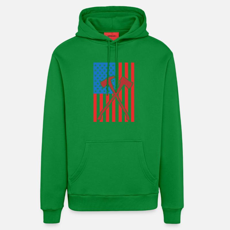 Drapeau de Fire Fighting USA - Sweat à capuche bio décontracté fabriqué en UE - City Green