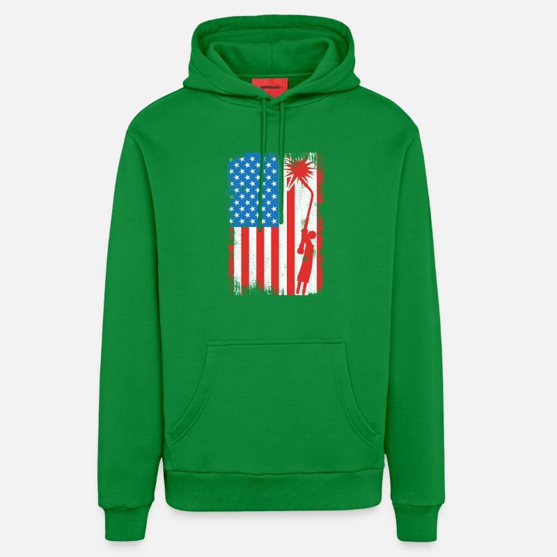 Drapeau de soudage des États-Unis - Sweat à capuche bio décontracté fabriqué en UE - City Green
