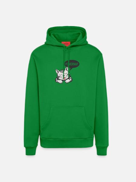 Powernap Cat - Sleeping Motif - Organic Relaxed Hoodie Made in EU - City Green