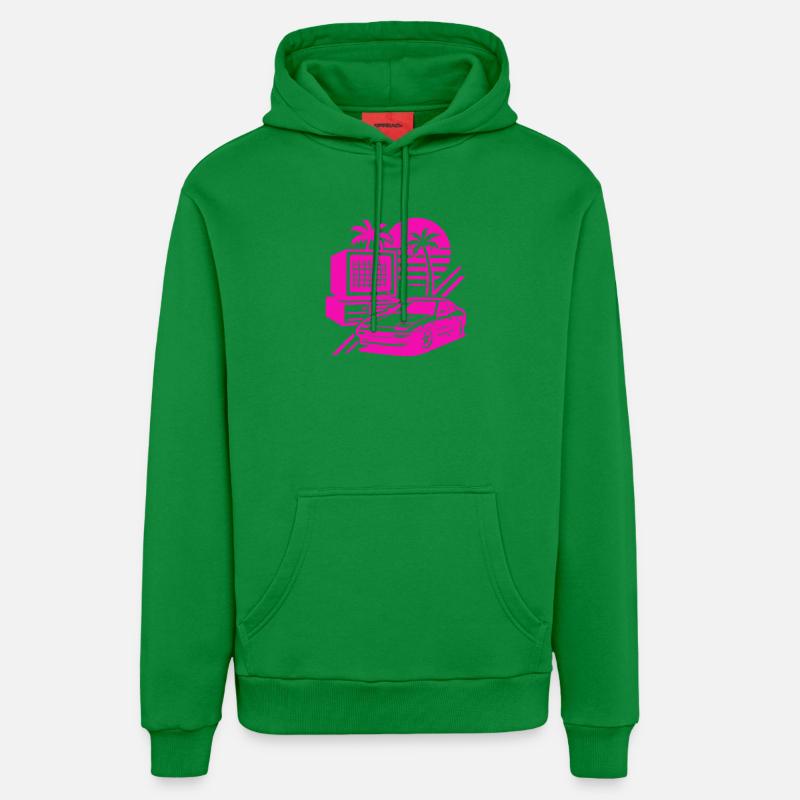 Miami Rétro Pop Art - Sweat à capuche bio décontracté fabriqué en UE - City Green