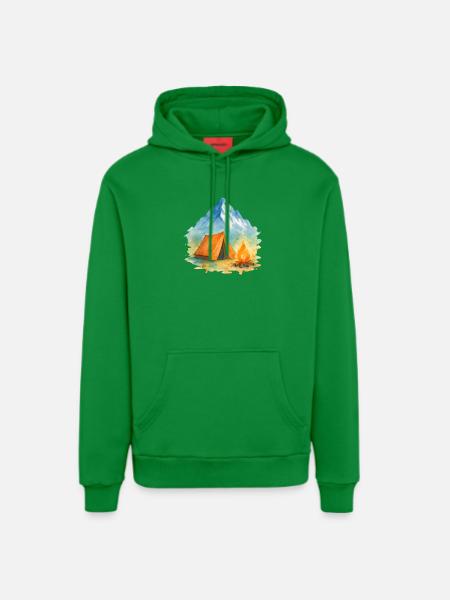 Wasserfarben Lagerfeuer Berg - Organic Relaxed Hoodie Made in EU - City Green