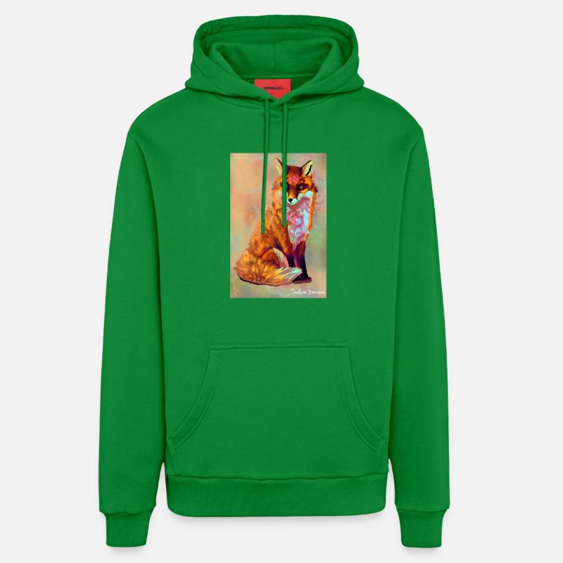 Renard illustration - Sweat à capuche bio décontracté fabriqué en UE - City Green